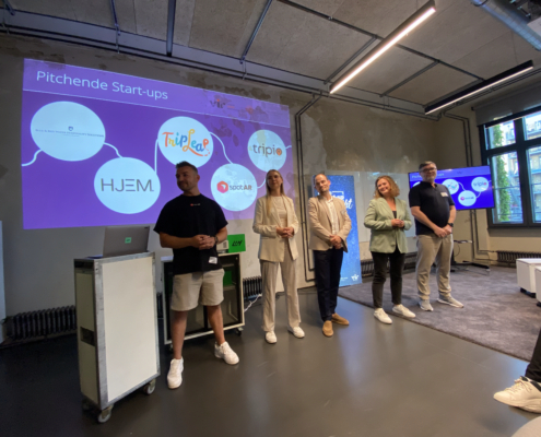 Start-ups (v. l.): spotAR, Hjem, Blue & Red Water Hospitality Solutions, TripLeap, Tripio.co